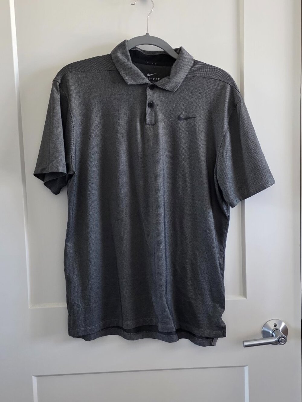 Grey Textured Nike Polo